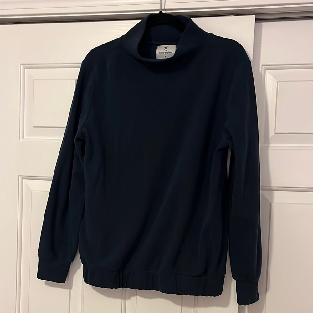 Dudley Stephens Baldwin turtleneck in navy terry fleece